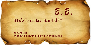 Blázsits Bartó névjegykártya